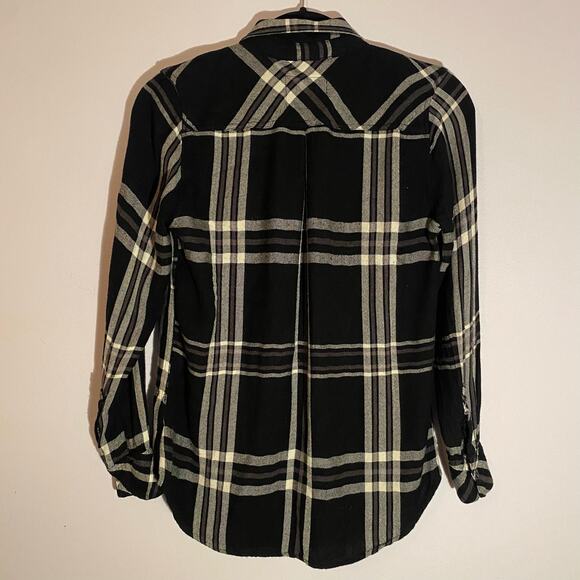 Rails Women's size Small Black White Plaid Flannel Button Down Long Sleeve Shirt - Picture 5 of 8